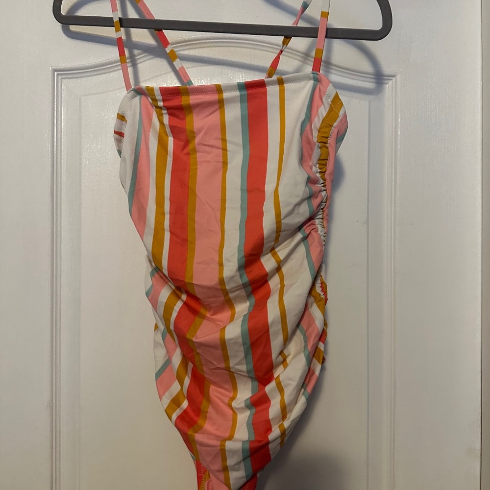 Striped one piece swimsuit